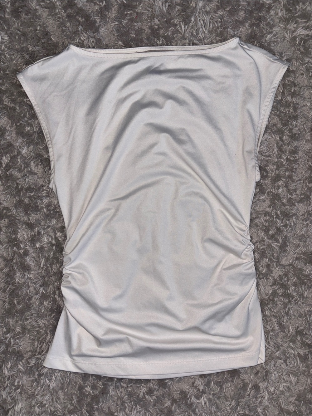 H&M White Ruched Side Tank Top